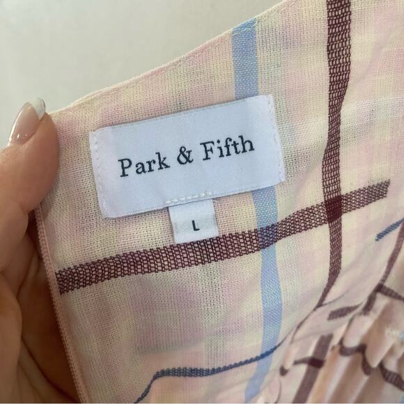 Park & Fifth "Thompson" Mini Baby Doll Dress Striped in Linen Blend Size Large - Picture 13 of 13